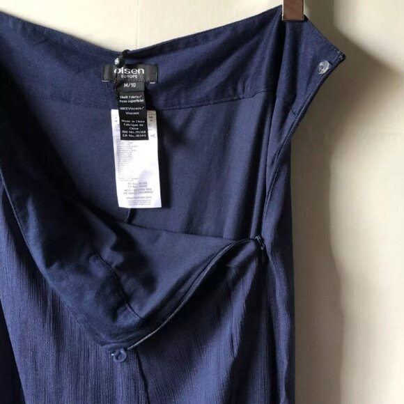 Olsen Maxi Skirt Medium Blue Overlay Flowy Lightweight Cotton Viscose EU40 Zip - Picture 9 of 9